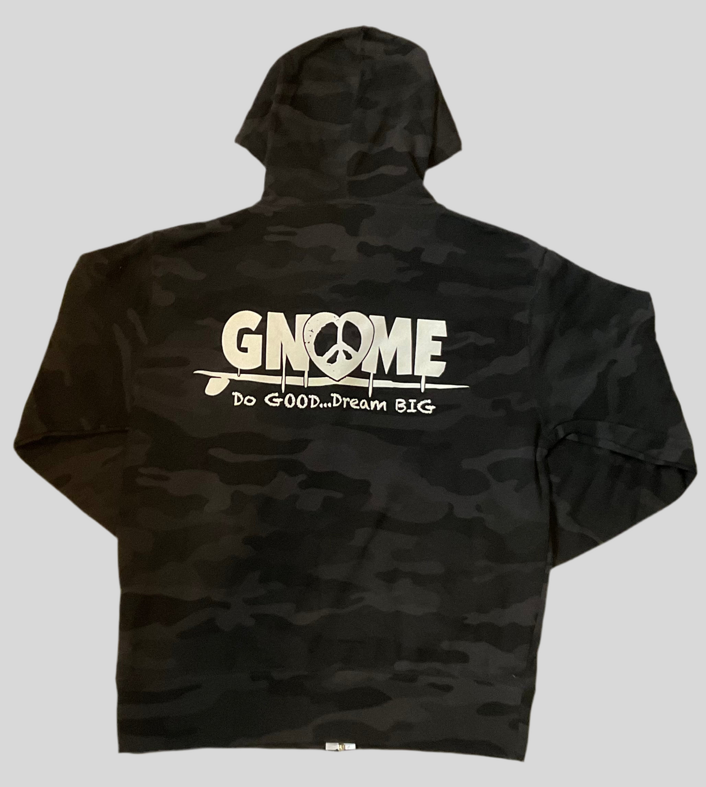 Black Camo Gnome Full Zip-Up Hoodie