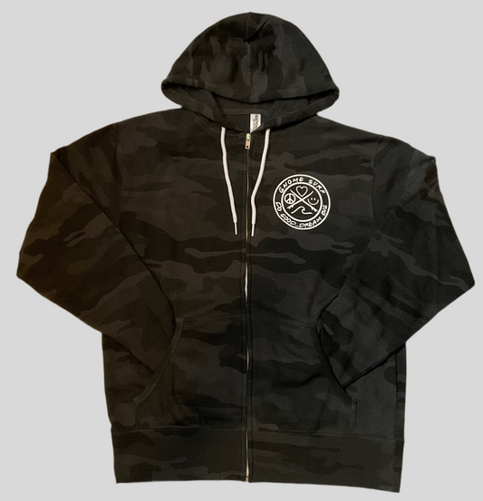 Black Camo Gnome Full Zip-Up Hoodie
