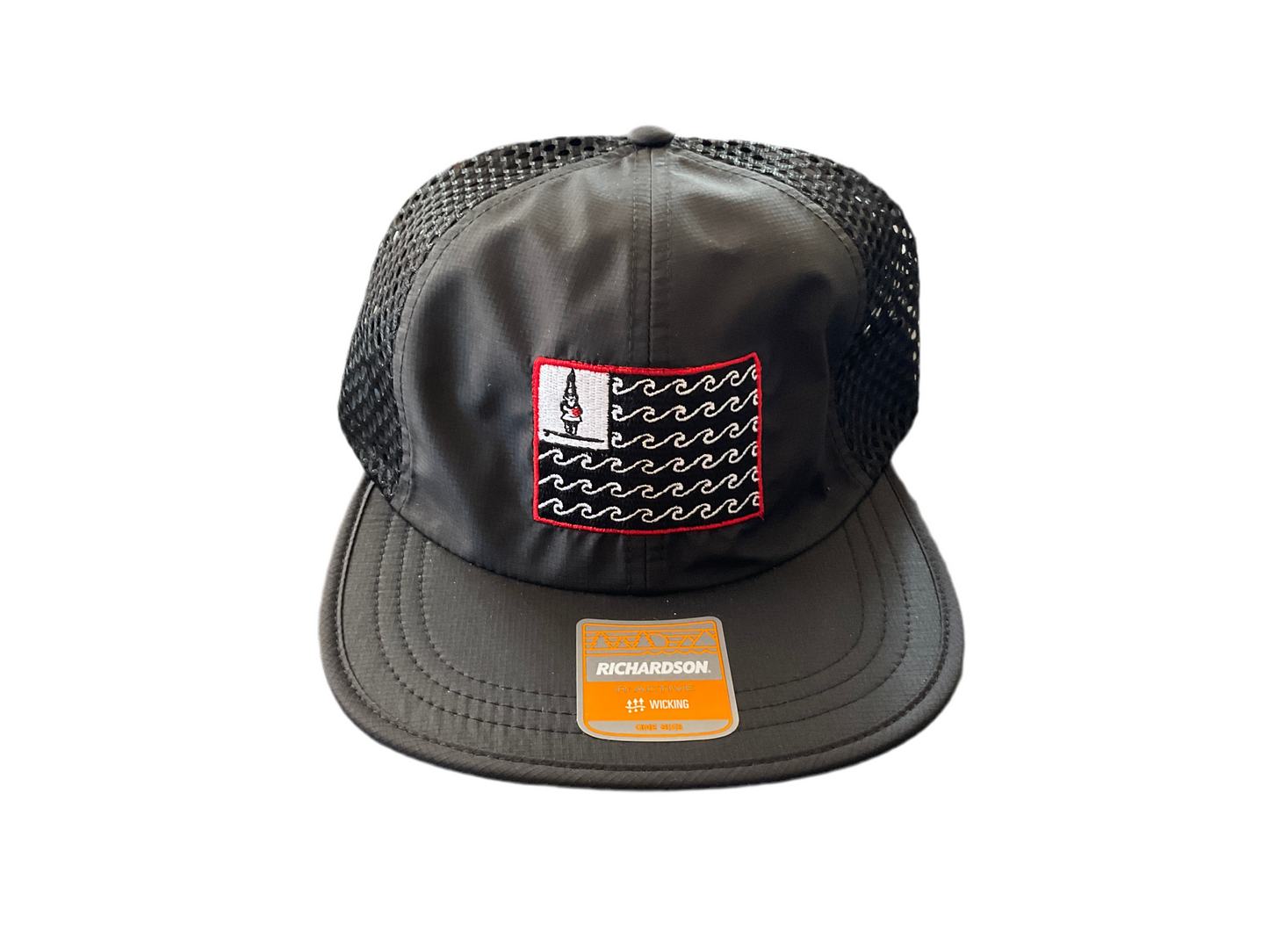 Unstructured Black Mesh Wave Flag Hat
