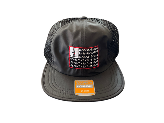 Unstructured Black Mesh Wave Flag Hat
