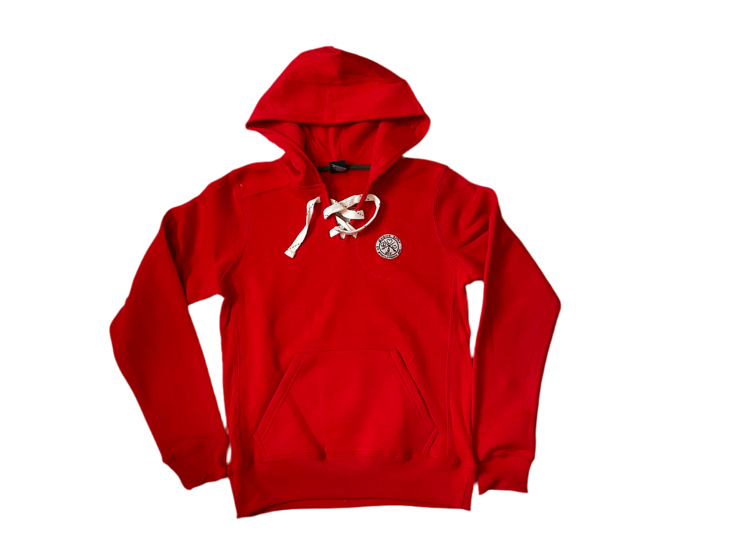 Red Lace Up Hooded Hoodie