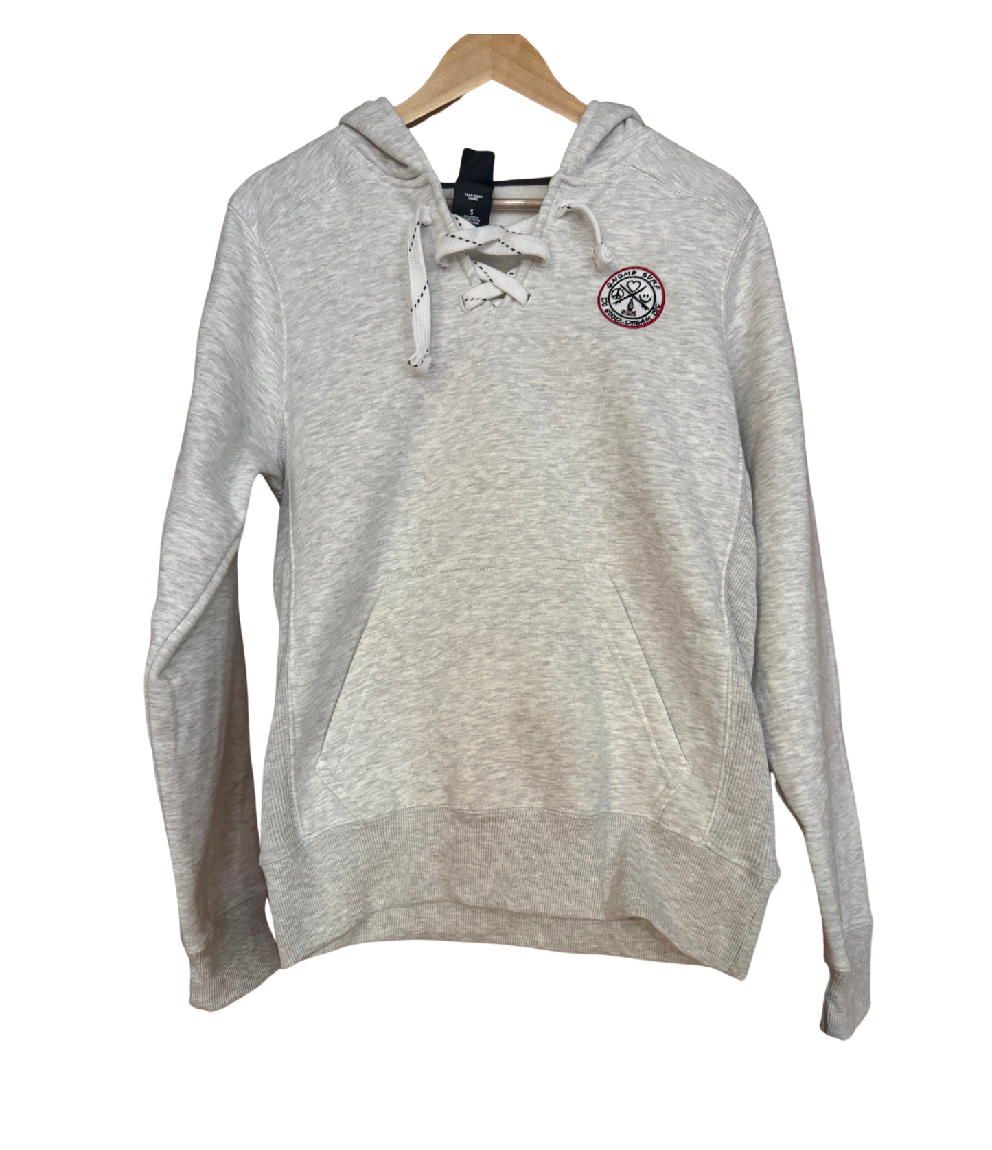 Gray lace up hooded hoodie