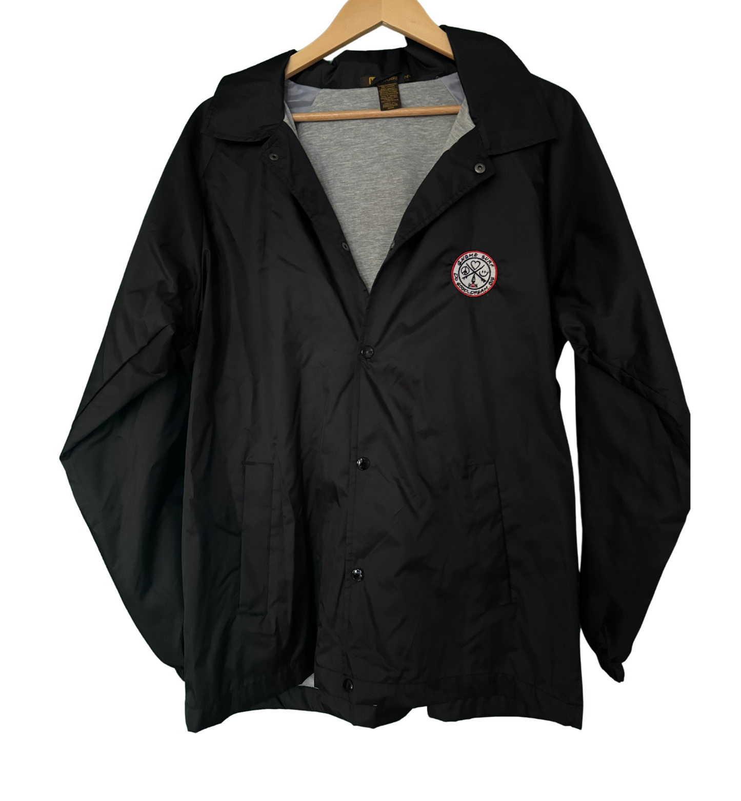 Black windrbreaker snap front w/circle logo