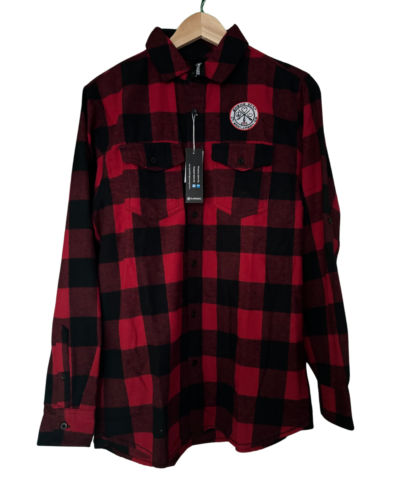 Red black flannel lumberjack plaid button up