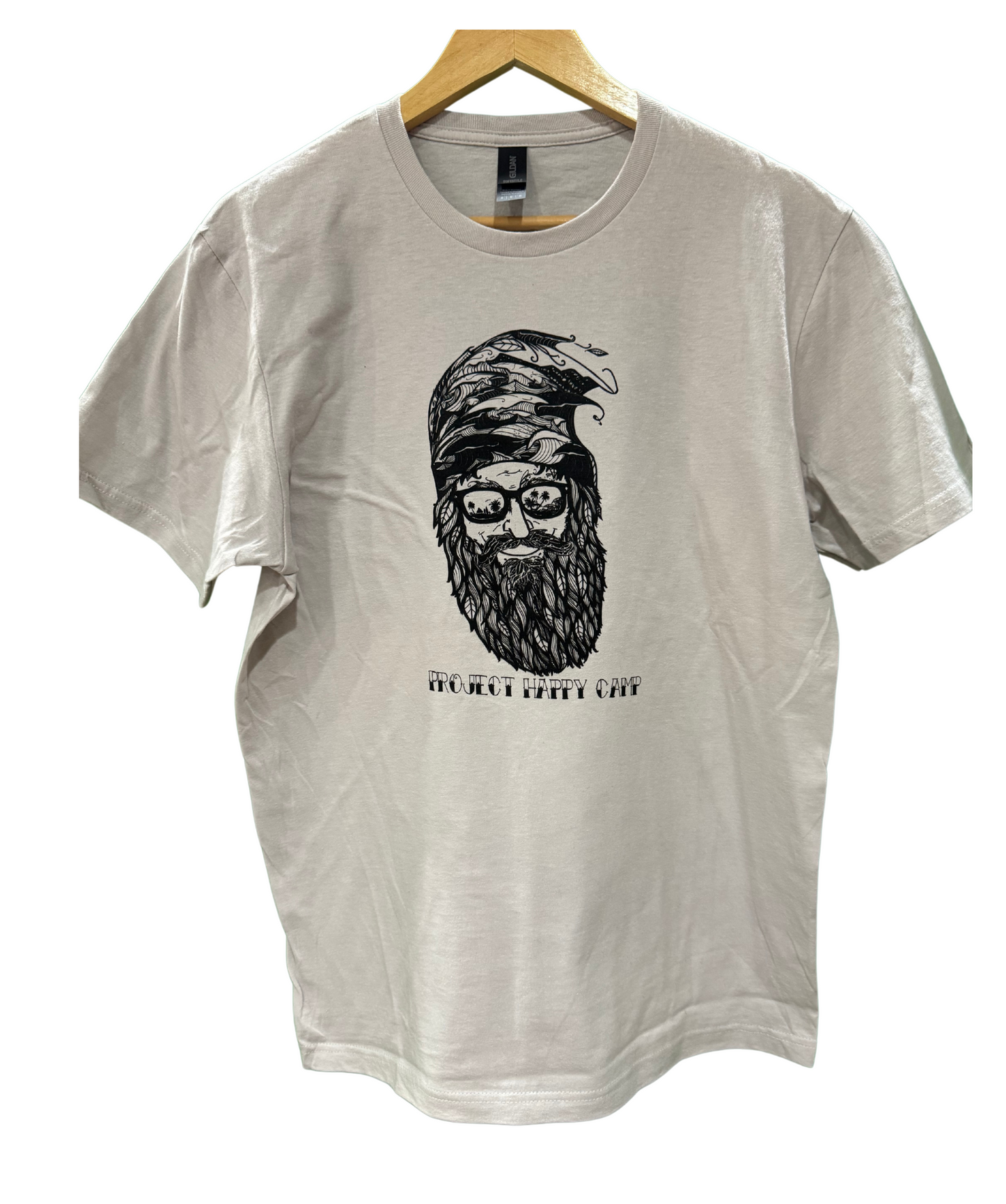 Beige project happy camp gnome tee